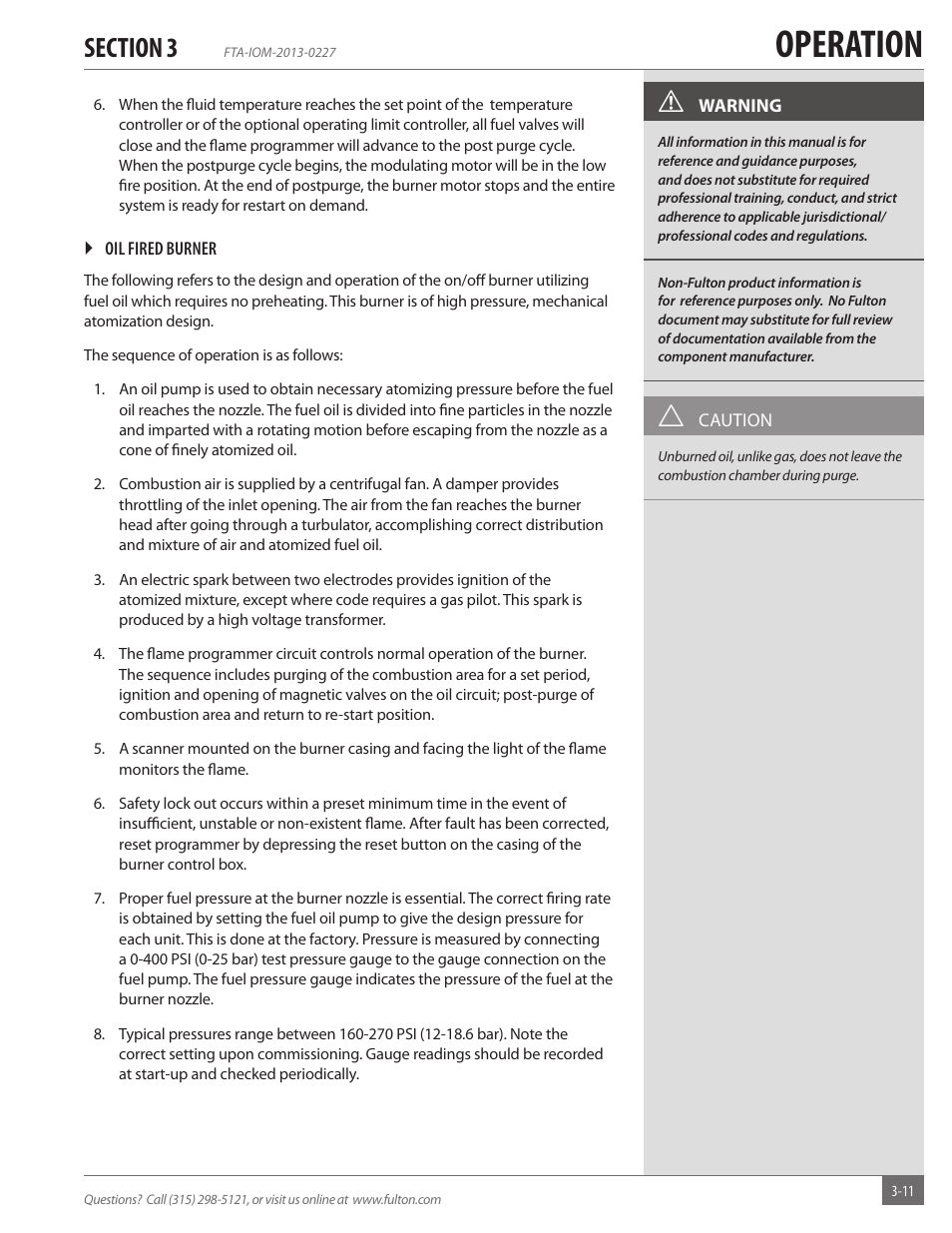 Operation | Fulton Vertical Tubeless (FT-A) Thermal Fluid (hot oil) Heater User Manual | Page 51 / 84