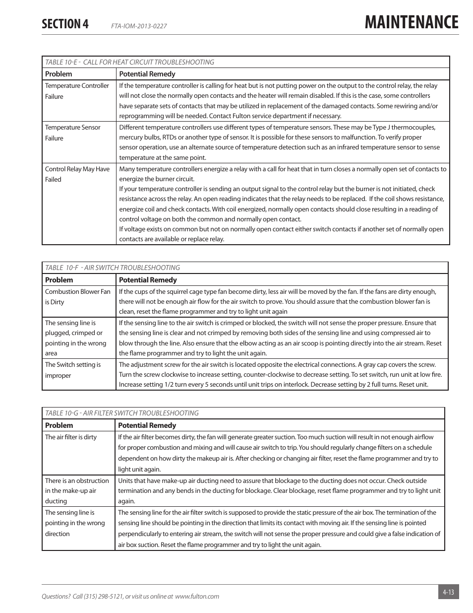 Maintenance | Fulton Vertical Tubeless (FT-A) Thermal Fluid (hot oil) Heater User Manual | Page 73 / 84