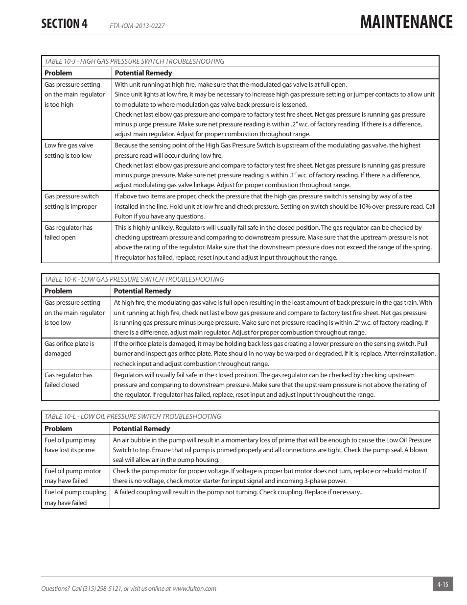 Maintenance | Fulton Vertical Tubeless (FT-A) Thermal Fluid (hot oil) Heater User Manual | Page 75 / 84