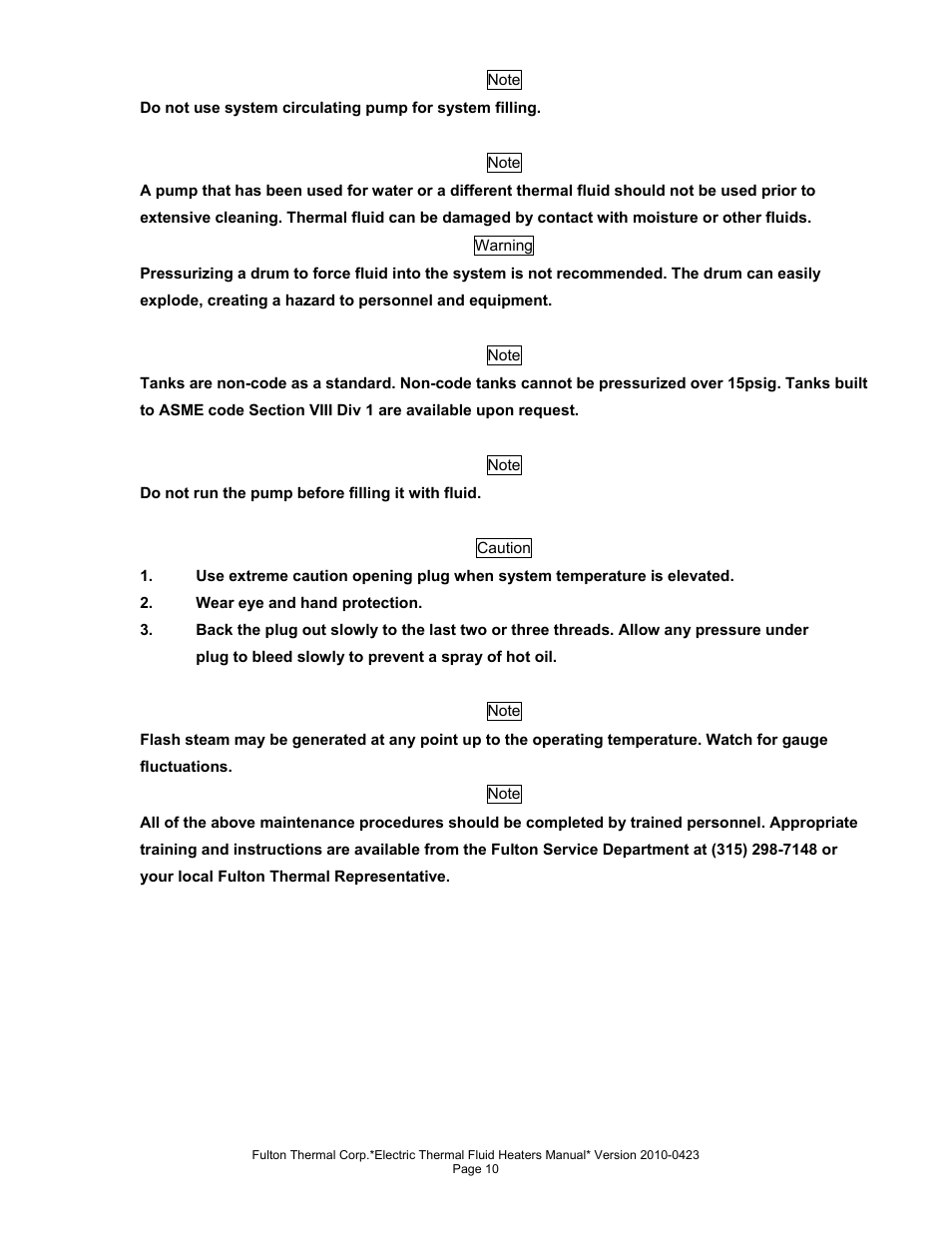 Fulton Vertical Electric (FT-N) Thermal Fluid (hot oil) Heater User Manual | Page 10 / 108