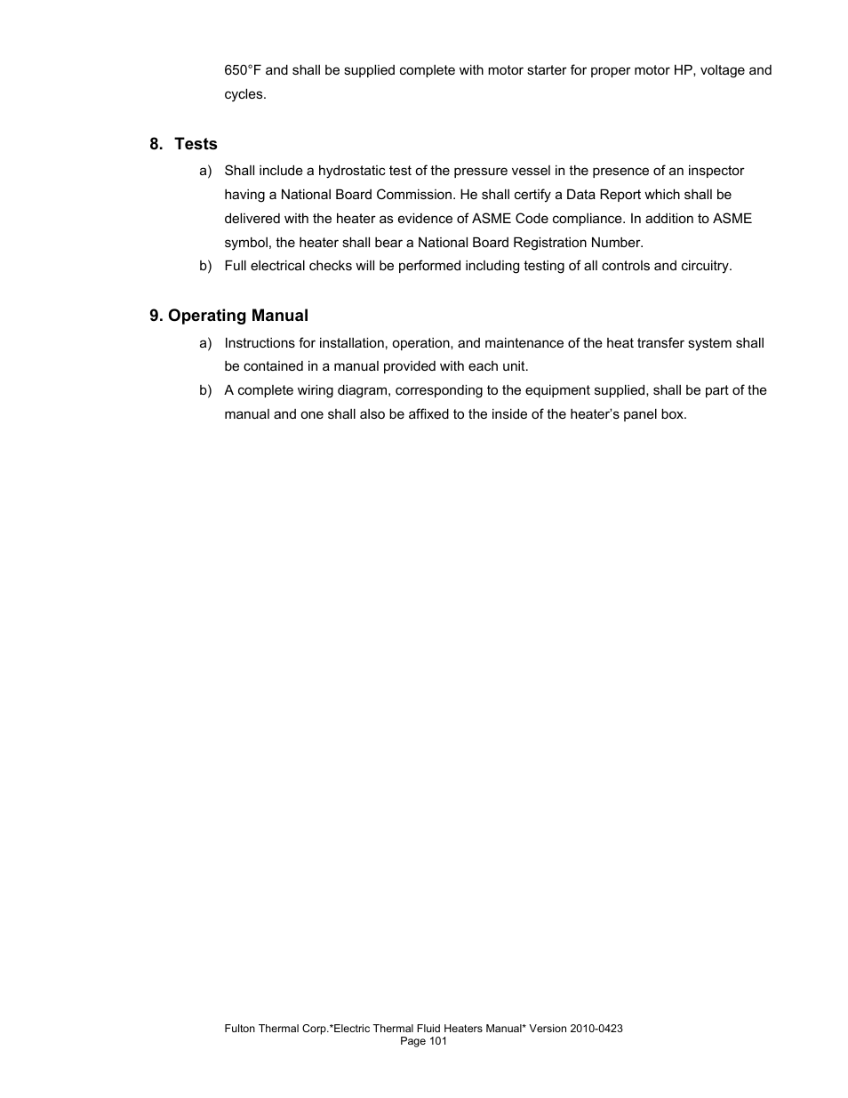 Fulton Vertical Electric (FT-N) Thermal Fluid (hot oil) Heater User Manual | Page 101 / 108