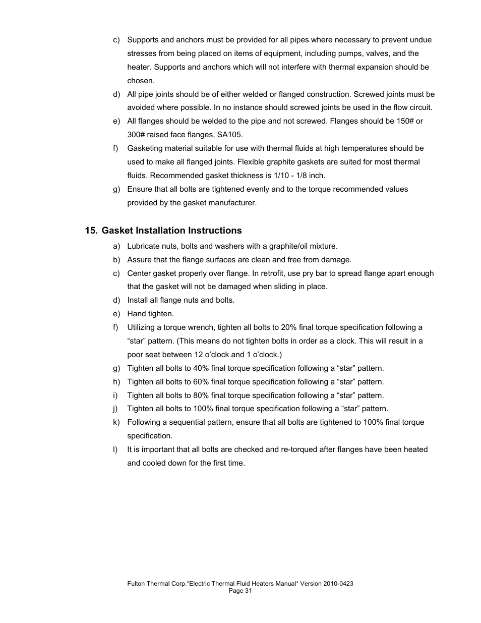 Fulton Vertical Electric (FT-N) Thermal Fluid (hot oil) Heater User Manual | Page 31 / 108