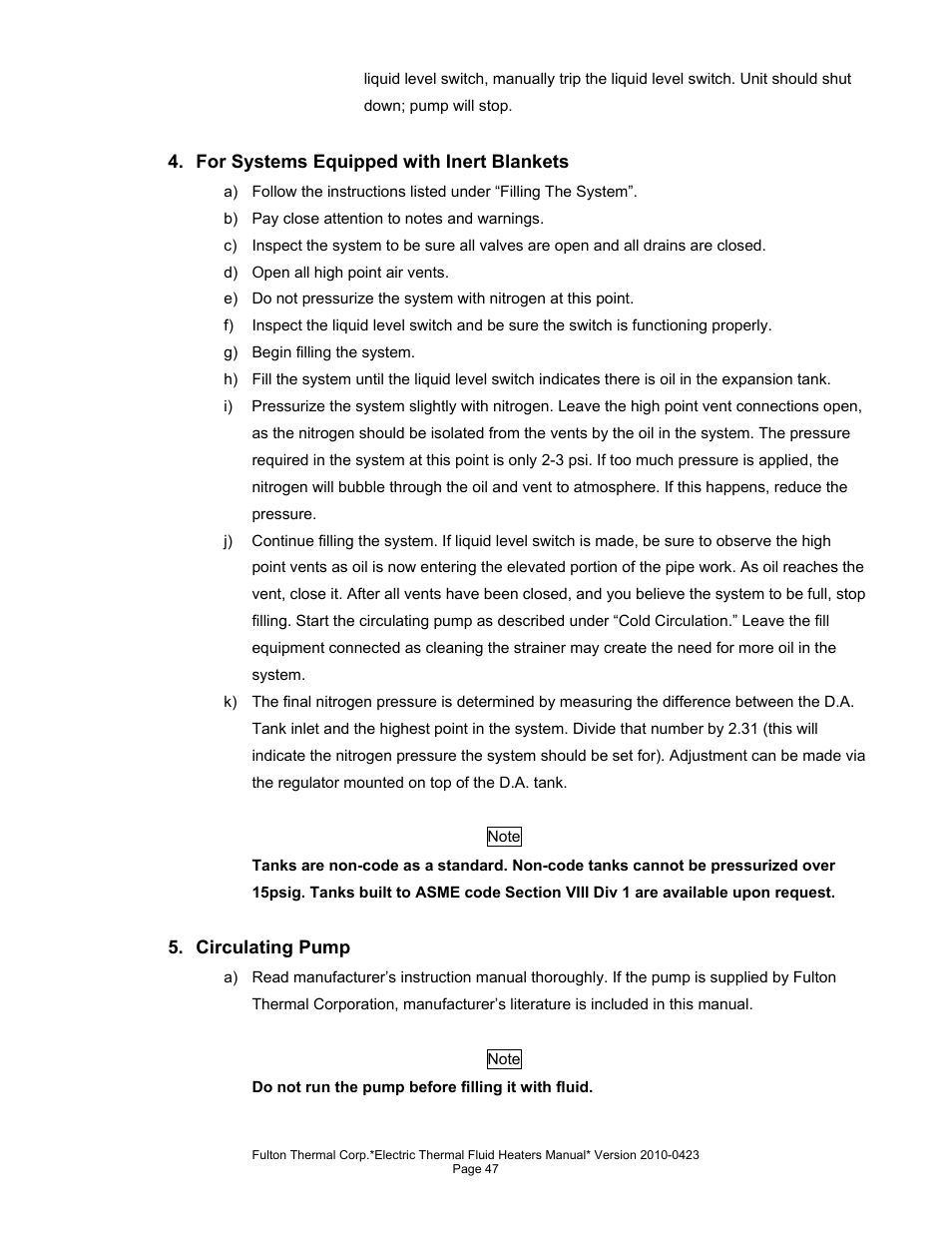 Fulton Vertical Electric (FT-N) Thermal Fluid (hot oil) Heater User Manual | Page 47 / 108