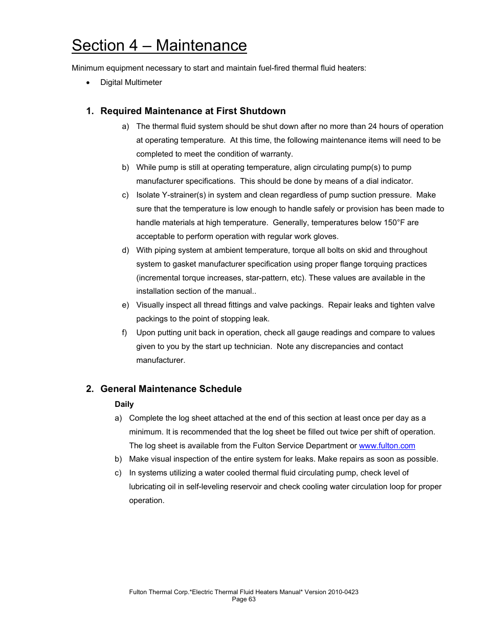 Fulton Vertical Electric (FT-N) Thermal Fluid (hot oil) Heater User Manual | Page 63 / 108