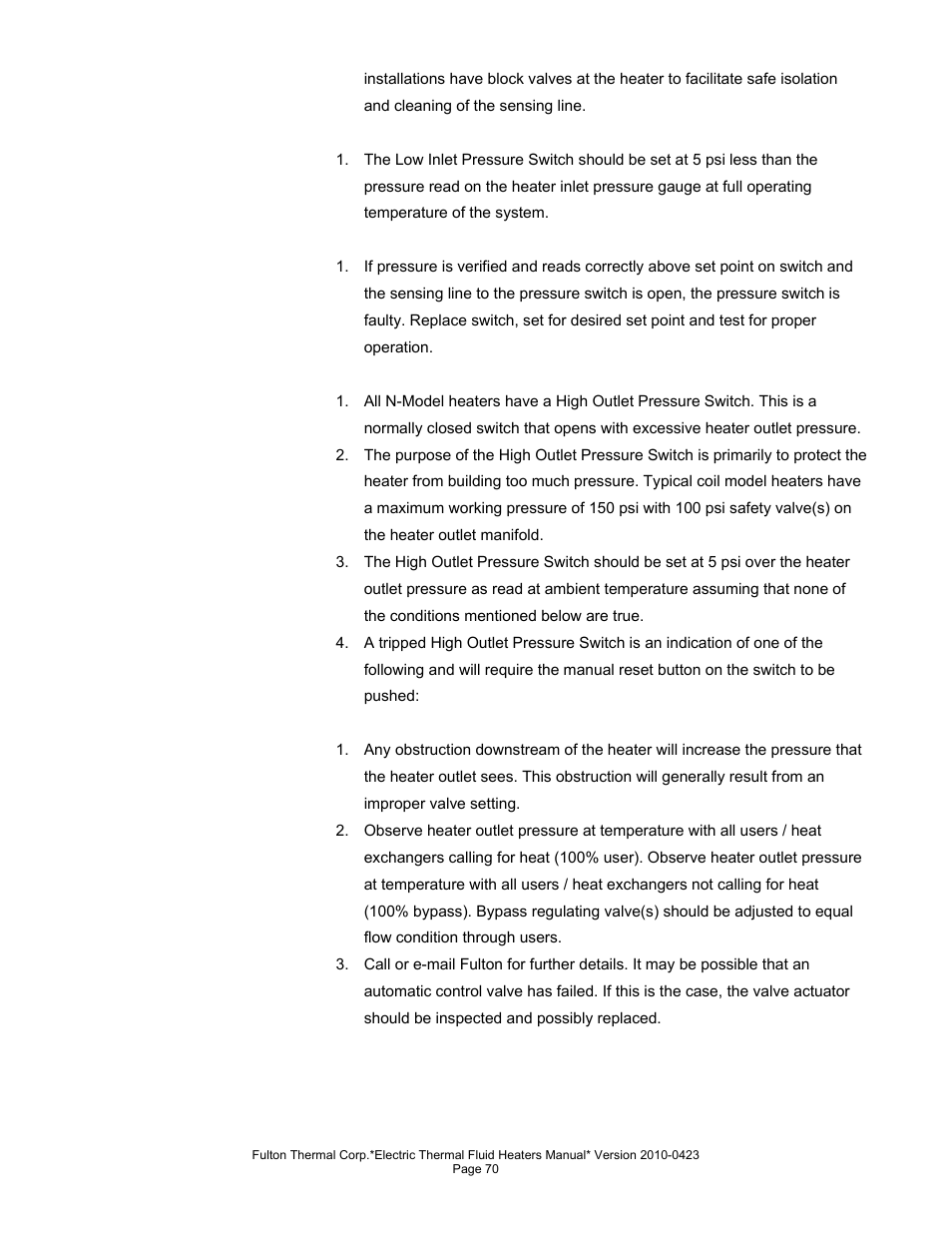 Fulton Vertical Electric (FT-N) Thermal Fluid (hot oil) Heater User Manual | Page 70 / 108