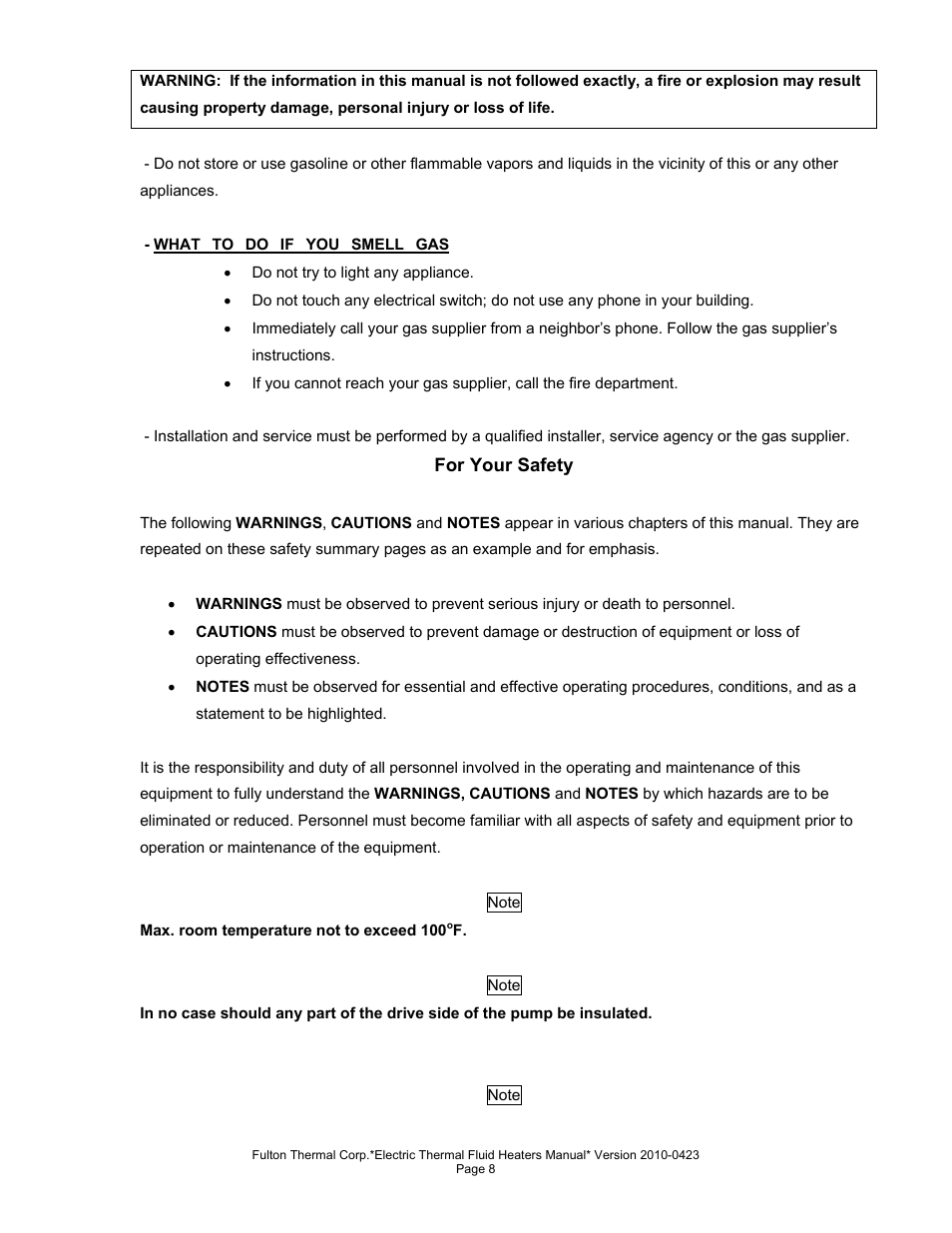 Fulton Vertical Electric (FT-N) Thermal Fluid (hot oil) Heater User Manual | Page 8 / 108