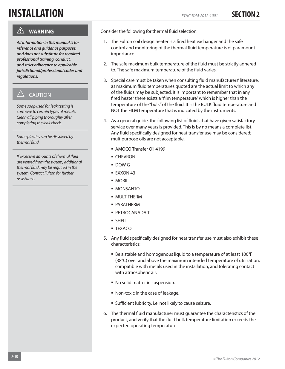 Installation | Fulton Alliance (FT-HC) Horizontal Coil Thermal Fluid (hot oil) Heater User Manual | Page 16 / 88