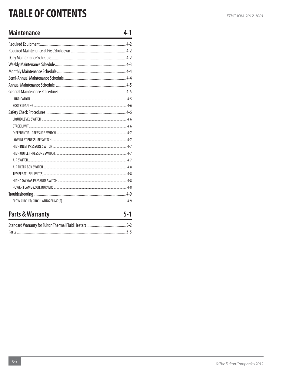 Fulton Alliance (FT-HC) Horizontal Coil Thermal Fluid (hot oil) Heater User Manual | Page 4 / 88