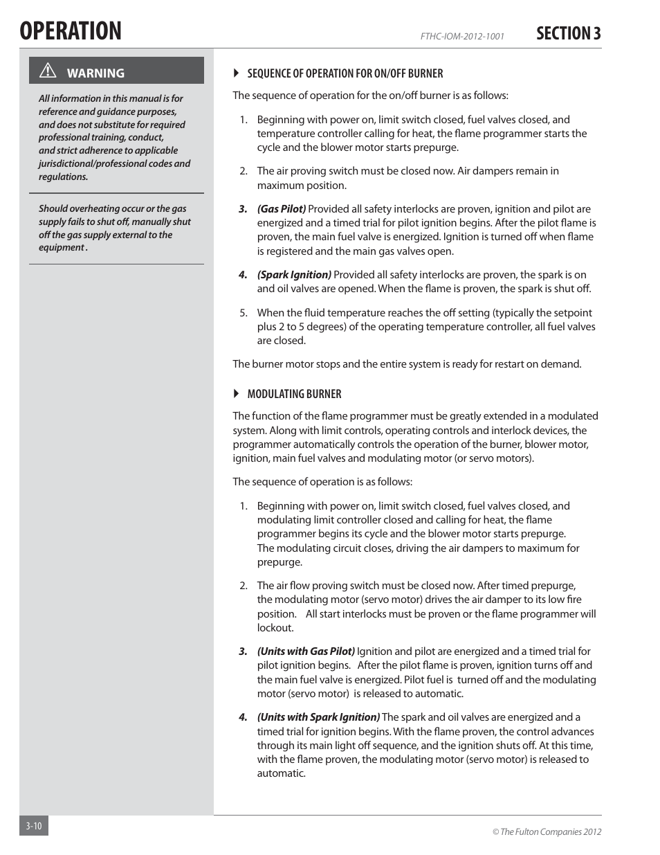 Operation | Fulton Alliance (FT-HC) Horizontal Coil Thermal Fluid (hot oil) Heater User Manual | Page 46 / 88