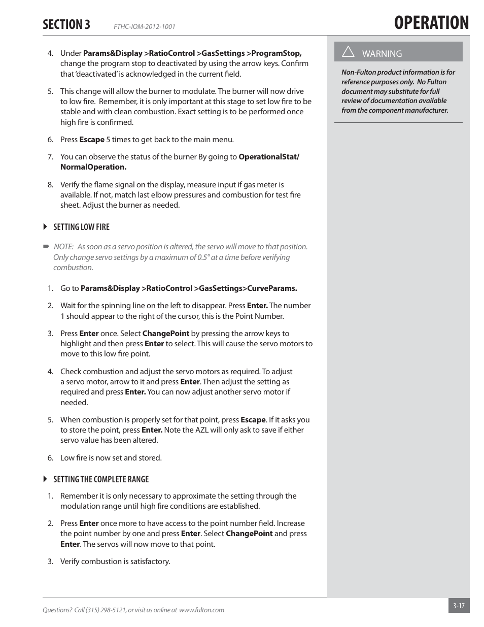 Operation | Fulton Alliance (FT-HC) Horizontal Coil Thermal Fluid (hot oil) Heater User Manual | Page 53 / 88