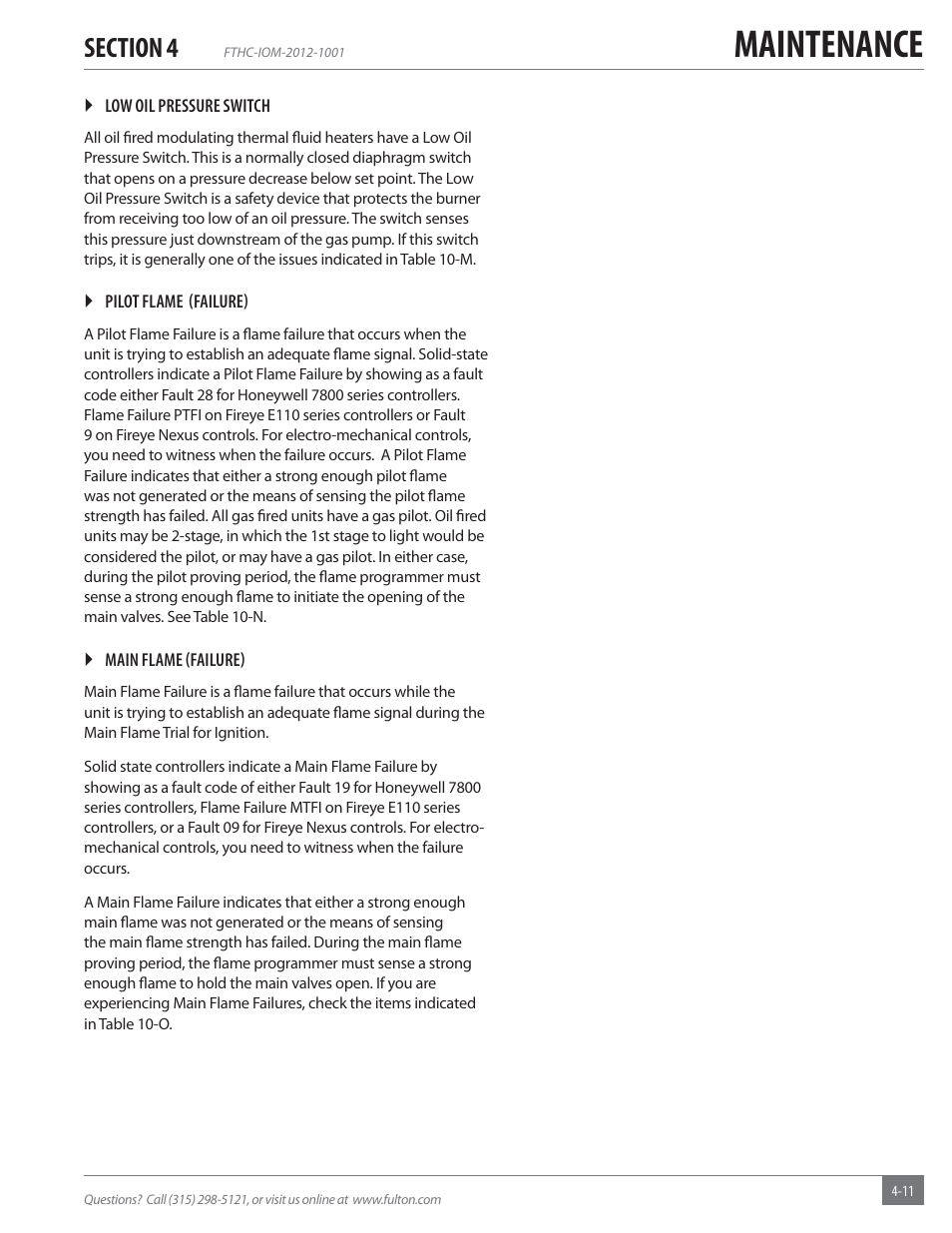 Maintenance | Fulton Alliance (FT-HC) Horizontal Coil Thermal Fluid (hot oil) Heater User Manual | Page 75 / 88