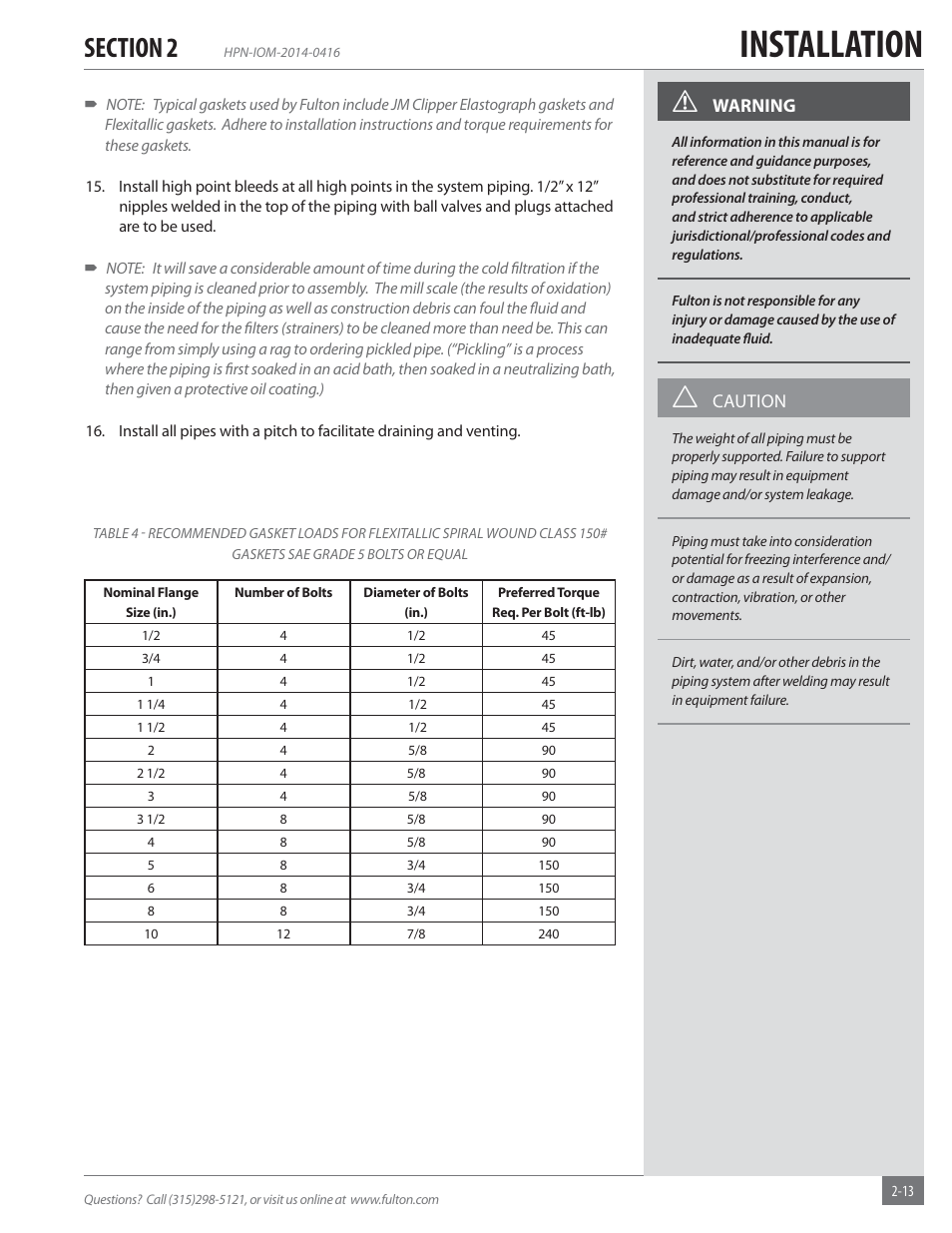Installation | Fulton Hopkins (HPN) Horizontal Coil Thermal Fluid (hot oil) Heater User Manual | Page 19 / 84