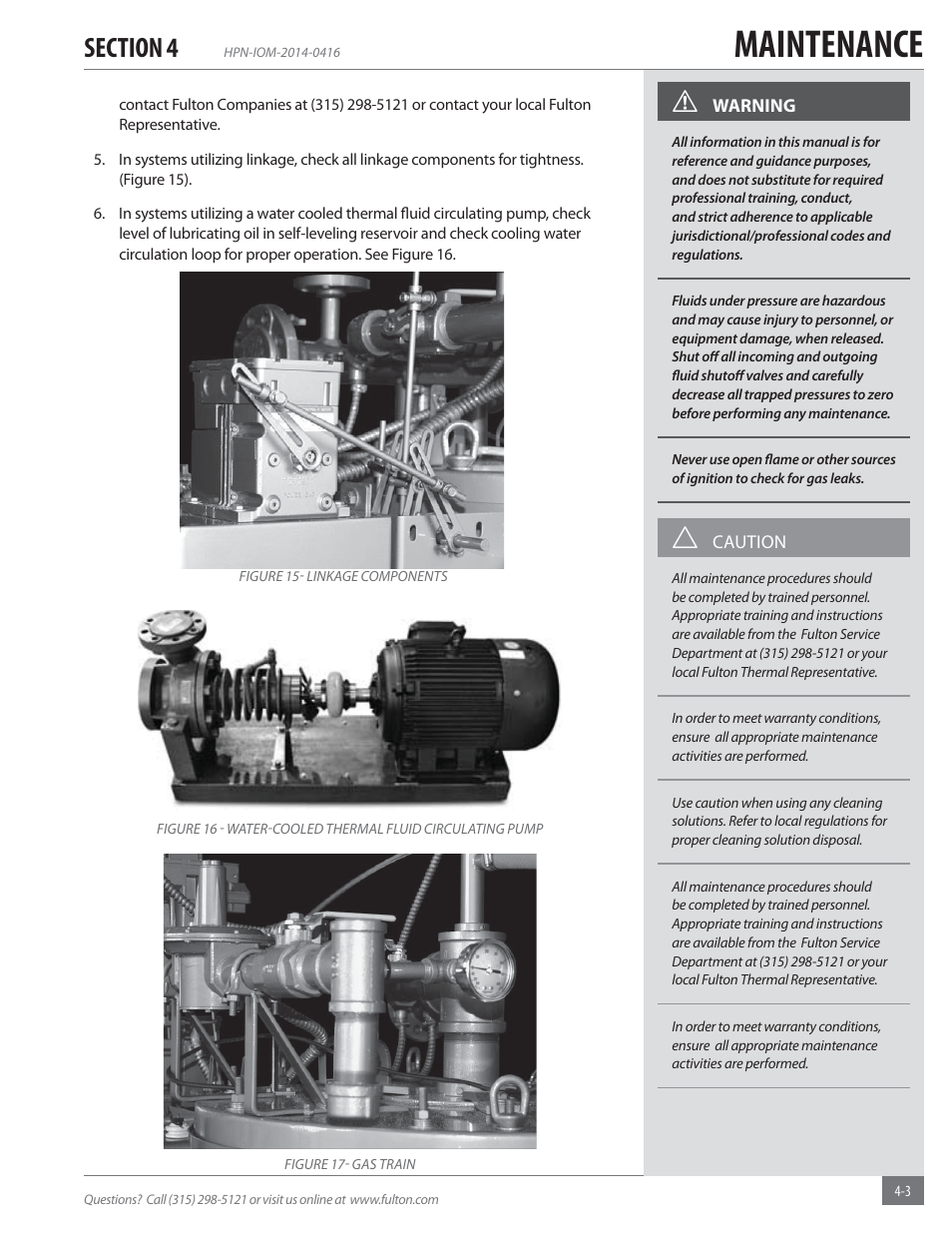 Maintenance | Fulton Hopkins (HPN) Horizontal Coil Thermal Fluid (hot oil) Heater User Manual | Page 63 / 84