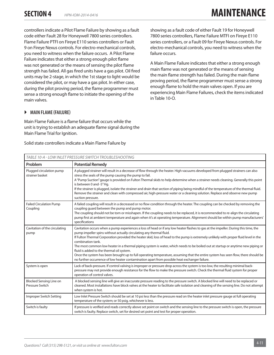 Maintenance | Fulton Hopkins (HPN) Horizontal Coil Thermal Fluid (hot oil) Heater User Manual | Page 71 / 84