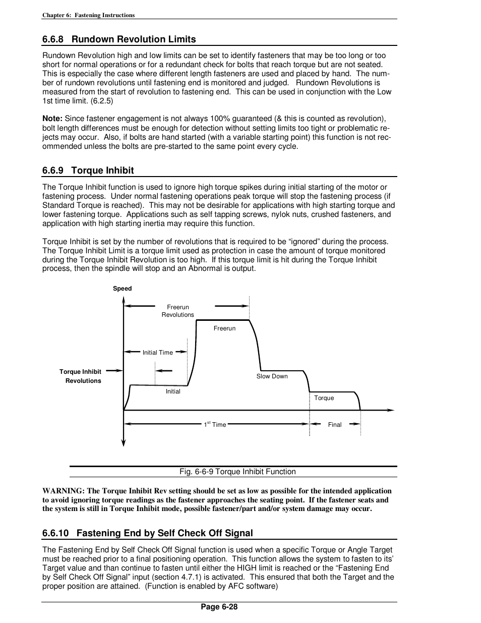 8 rundown revolution limits, 9 torque inhibit, 10 fastening end by self check off signal | FEC AFC1500 User Manual | Page 114 / 198