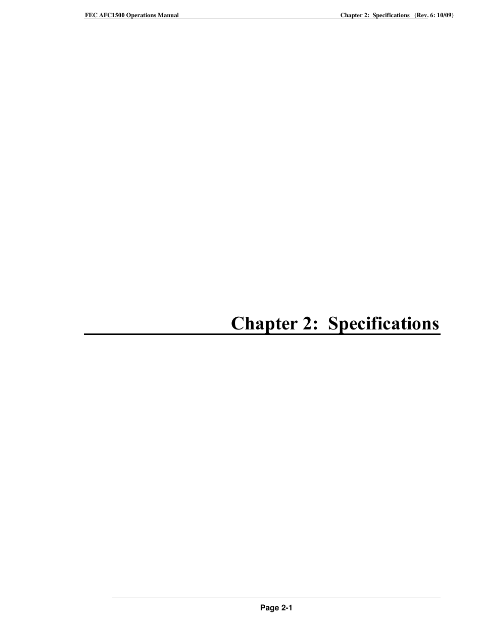 Chapter 2: specifications | FEC AFC1500 User Manual | Page 23 / 198