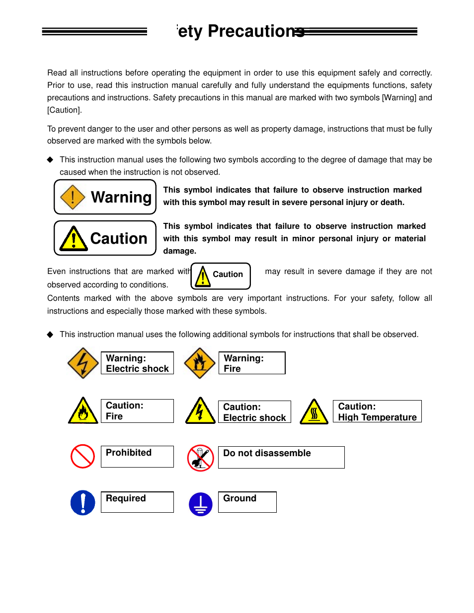 Safety precautions, Warning, Caution | FEC AFC1500 User Manual | Page 6 / 198