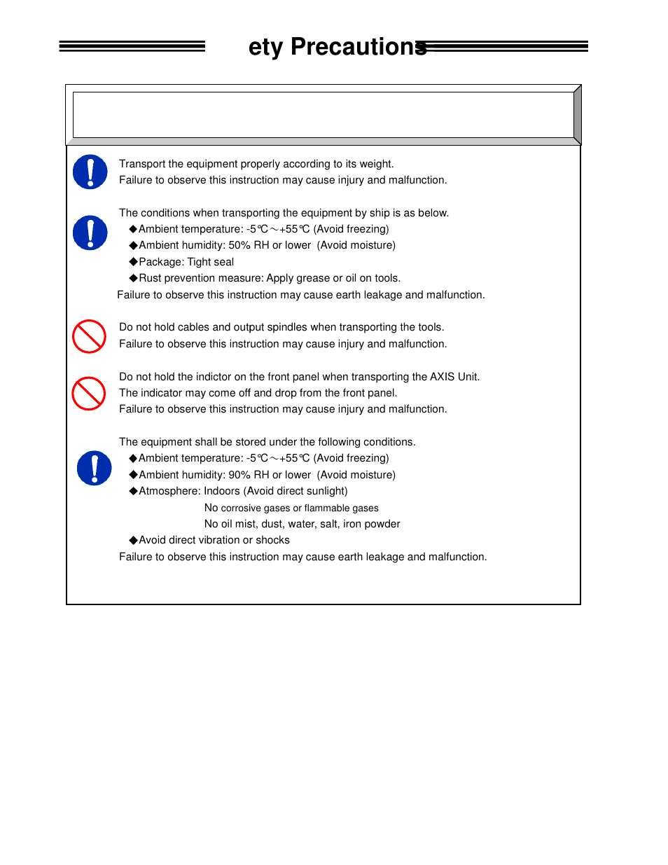 Safety precautions, Caution, Transportation / storage | FEC AFC1500 User Manual | Page 8 / 198