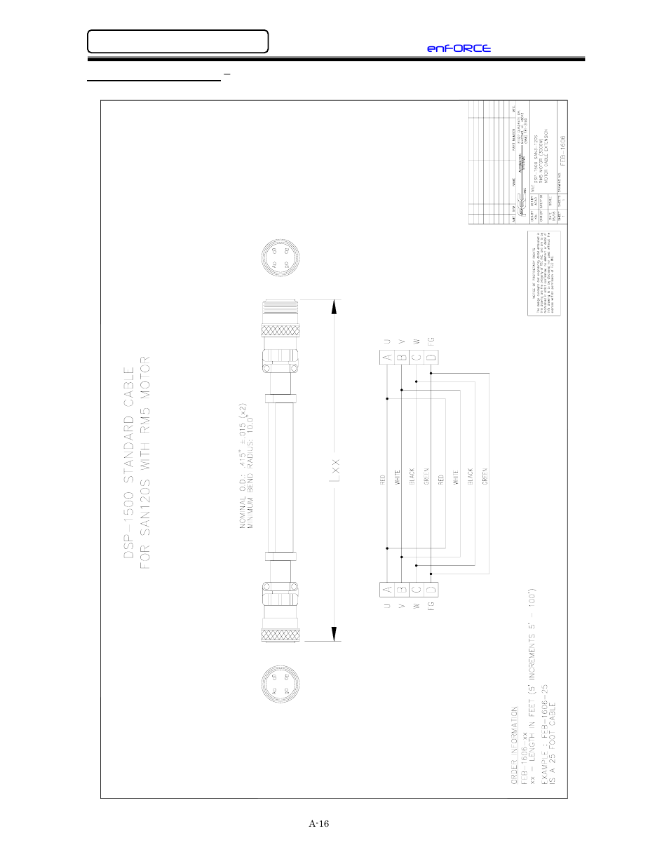 Motor extension cable (san3-120s with rm5 motor) | FEC DSP1500 (SAN3) User Manual | Page 148 / 160