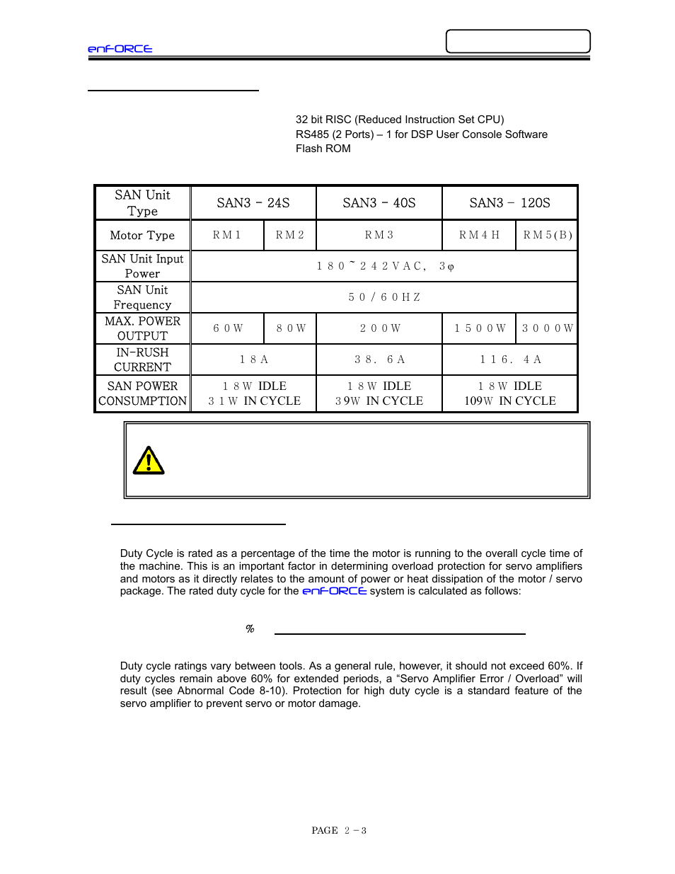 San unit specifications | FEC DSP1500 (SAN3) User Manual | Page 17 / 160