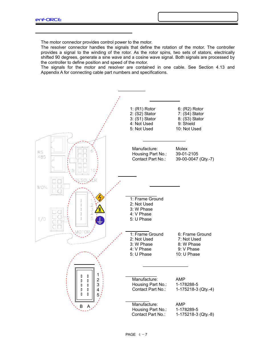 Motor power-resolver connections | FEC DSP1500 (SAN3) User Manual | Page 39 / 160