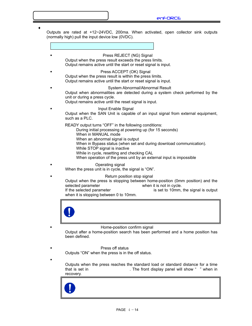 Output signal explanation | FEC DSP1500 (SAN3) User Manual | Page 46 / 160