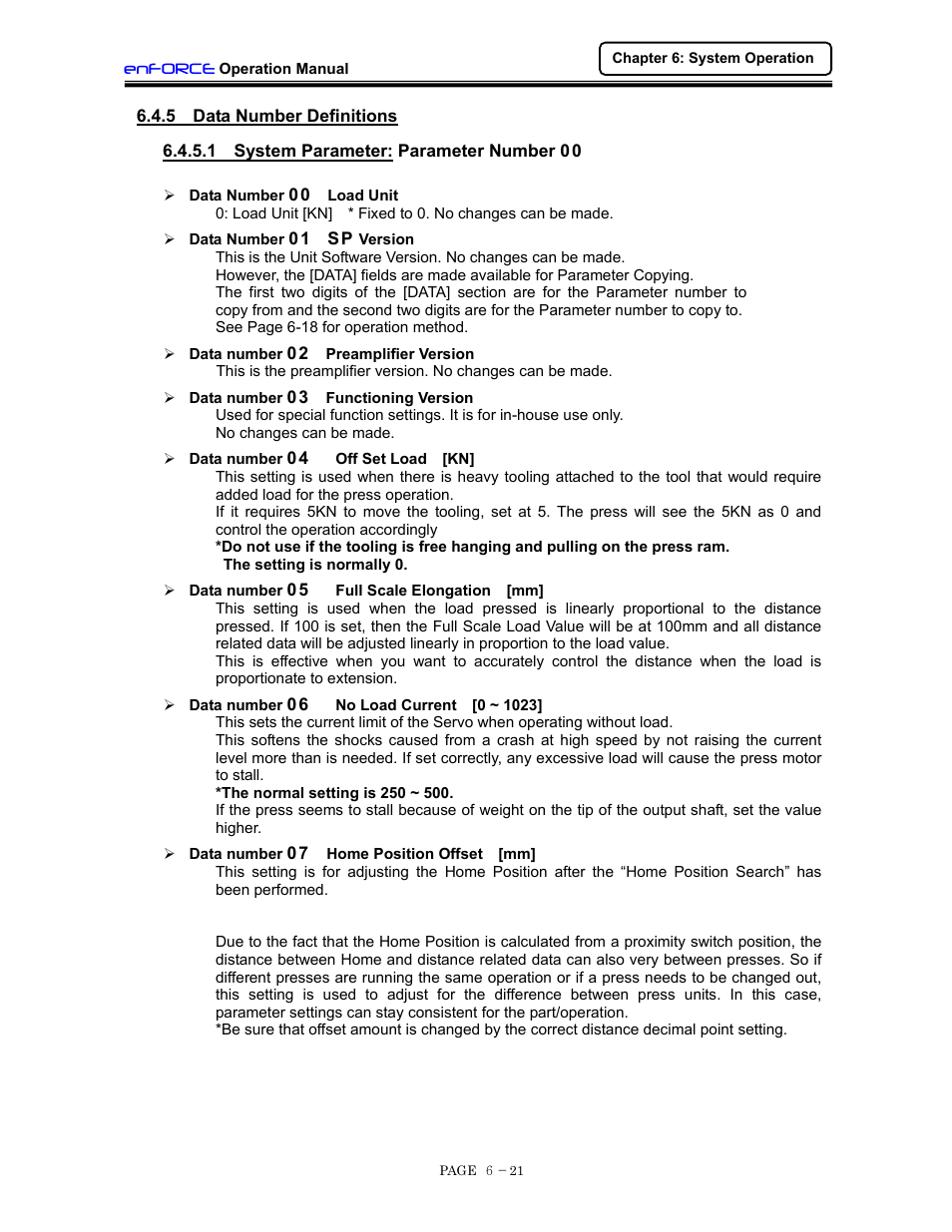 System parameter definitions | FEC DSP1500 (SAN3) User Manual | Page 83 / 160