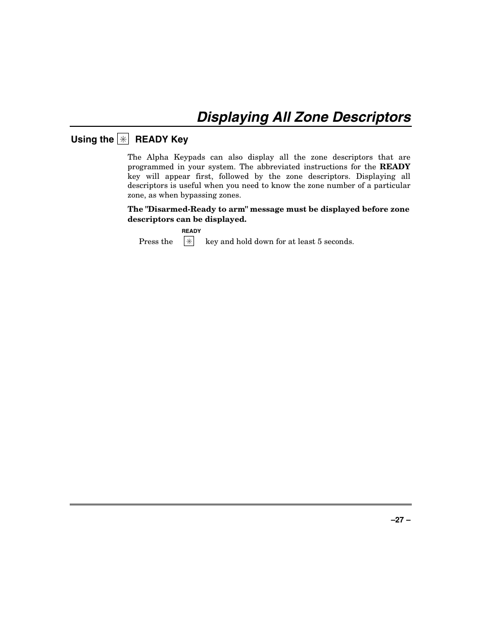 Displaying all zone descriptors | FIREPOWER Vista 32-128FB User Manual | Page 27 / 72