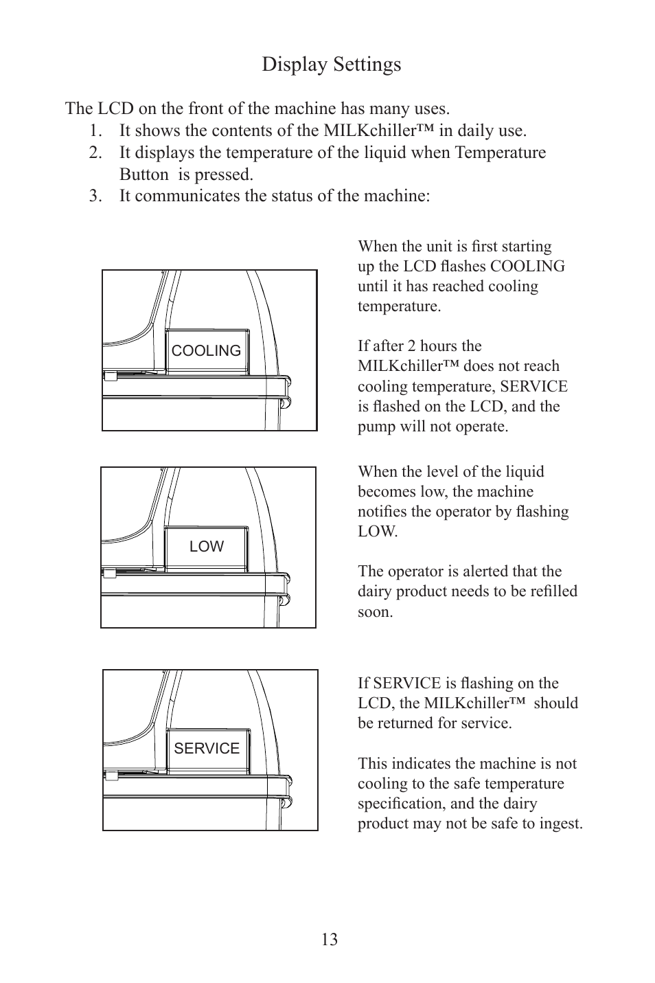 Display settings | Frieling MILKchiller™ 0601 User Manual | Page 13 / 25