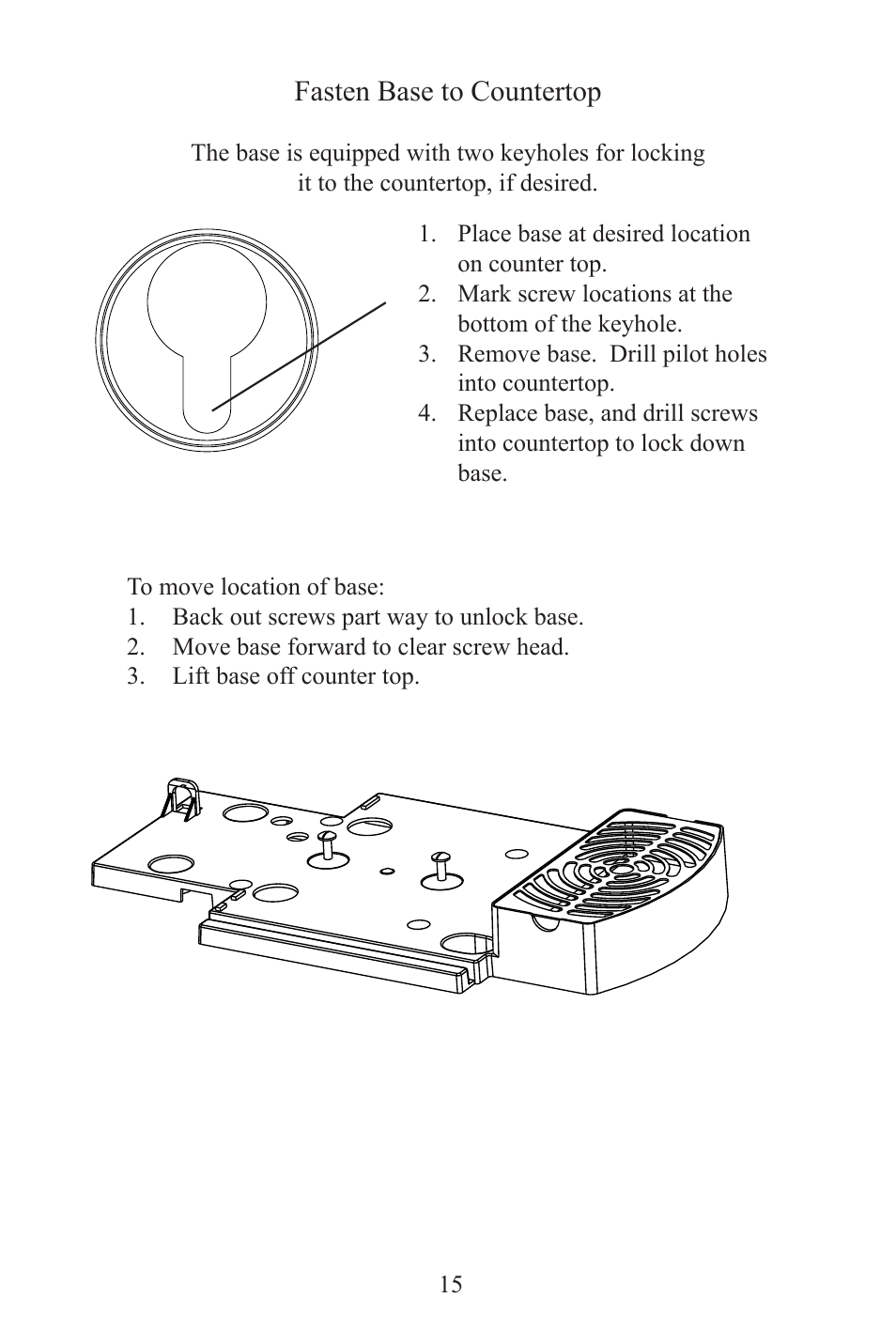 Fasten base to countertop | Frieling MILKchiller™ 0601 User Manual | Page 15 / 25