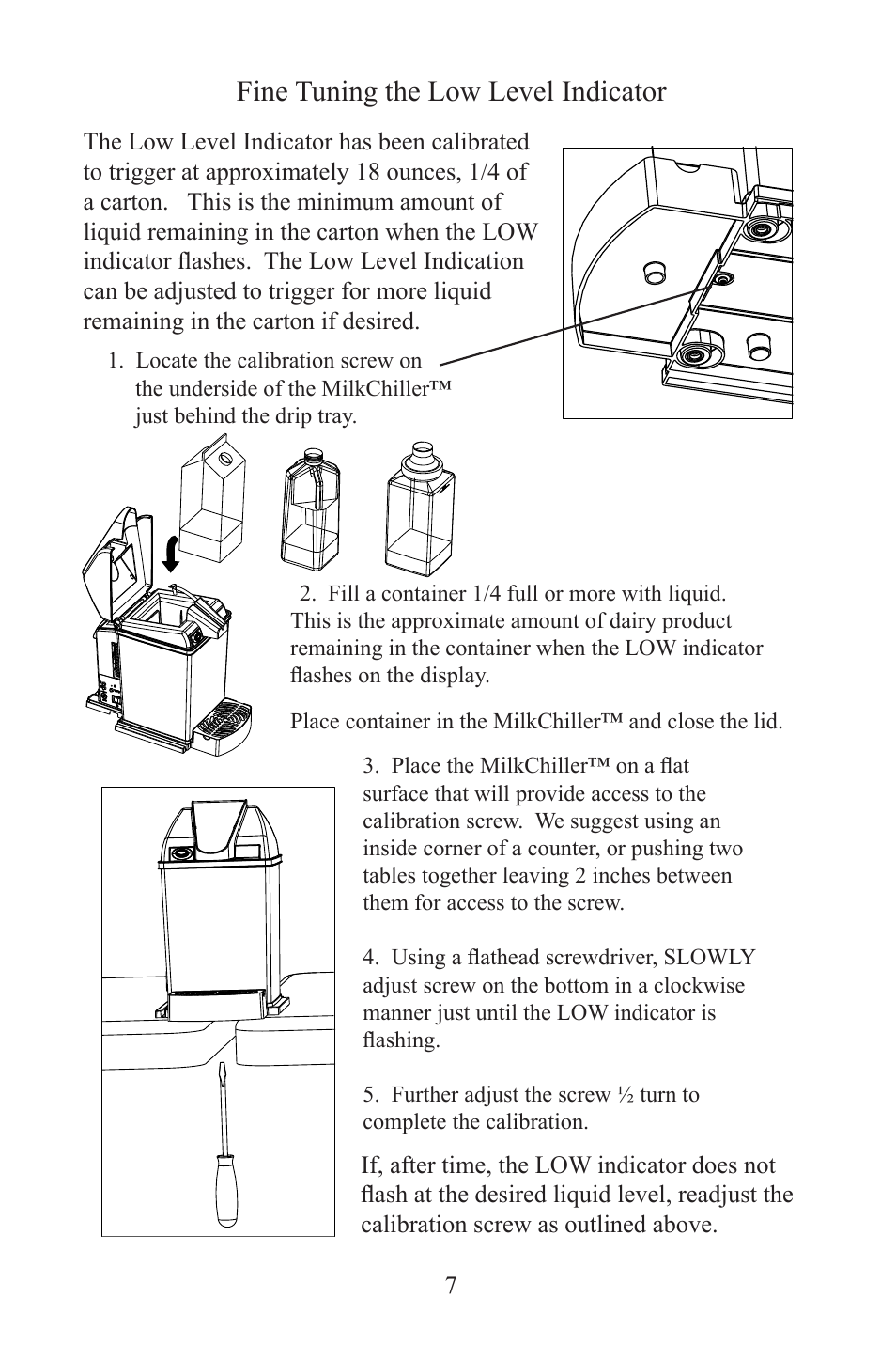 Fine tuning the low level indicator | Frieling MILKchiller™ 0601 User Manual | Page 7 / 25