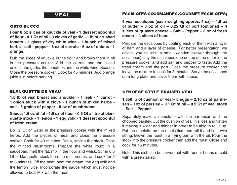 Frieling Sitram: Speedo Pressure Cooker’s User Manual | Page 17 / 24