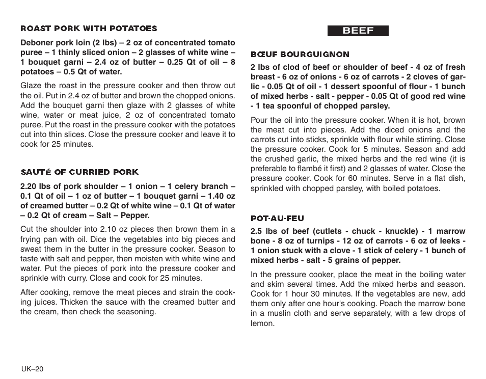 Frieling Sitram: Speedo Pressure Cooker’s User Manual | Page 20 / 24