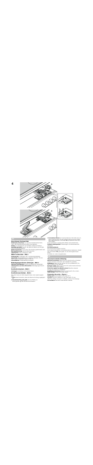Das müssen sie beachten, Möbel vorbereiten - bild 1, Befestigungsschienen anbringen - bild 2 | Kochfeld einsetzen - bild 3, Kochfeld anschließen - bild 4, Kochfeld ausbauen, You must note the following, Preparing the units - figure 1 | Bosch NKN651G17 60 см Стеклокерамическая варочная панель User Manual | Page 2 / 8