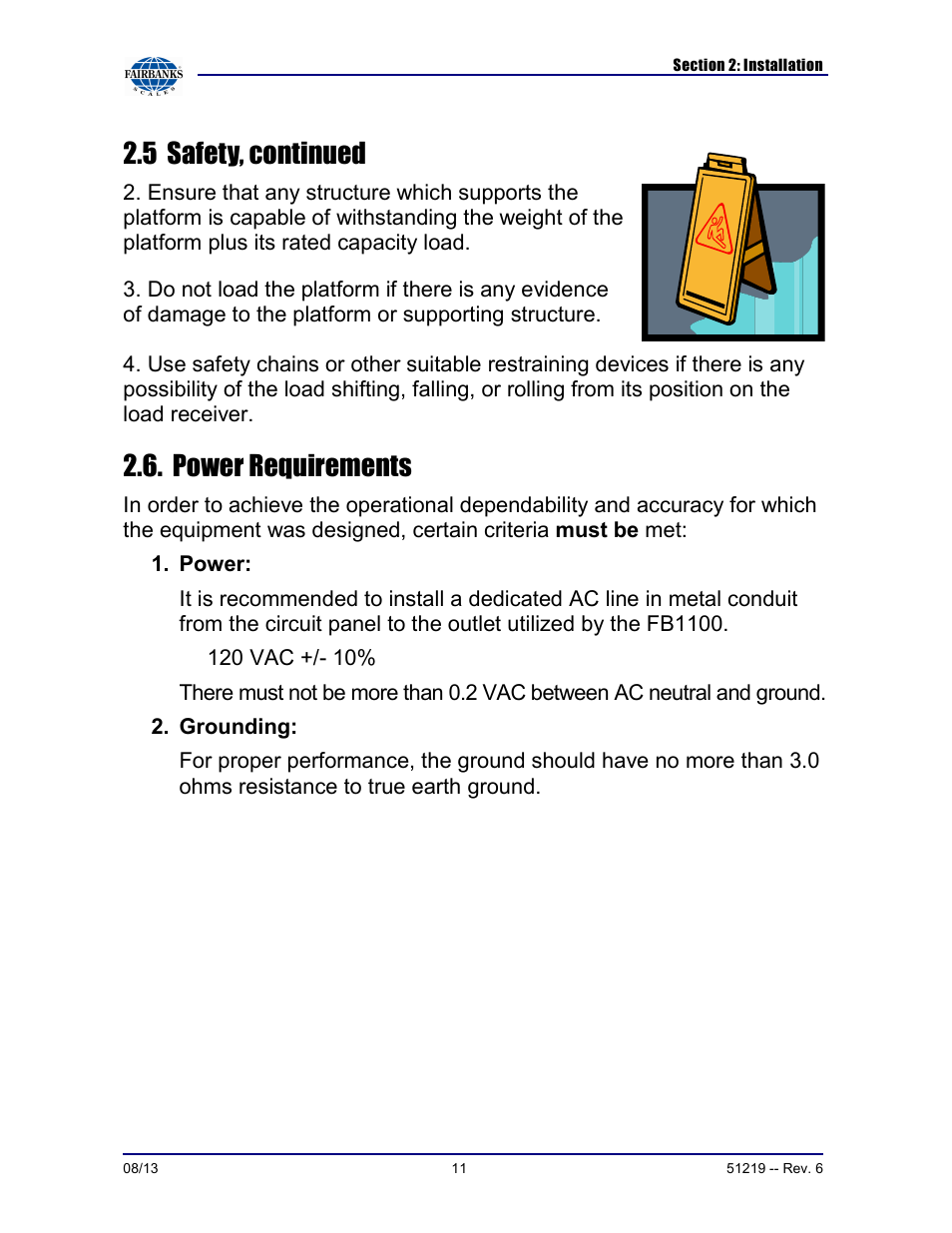 5 safety, continued, Power requirements | Fairbanks FB1100 Series Yellow Jacket FS Package (30047, 30048) User Manual | Page 11 / 70