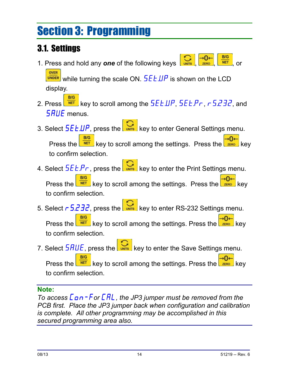 Settings | Fairbanks FB1100 Series Yellow Jacket FS Package (30047, 30048) User Manual | Page 14 / 70