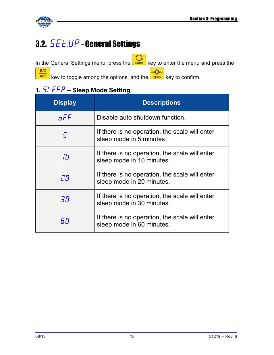 - general settings | Fairbanks FB1100 Series Yellow Jacket FS Package (30047, 30048) User Manual | Page 15 / 70