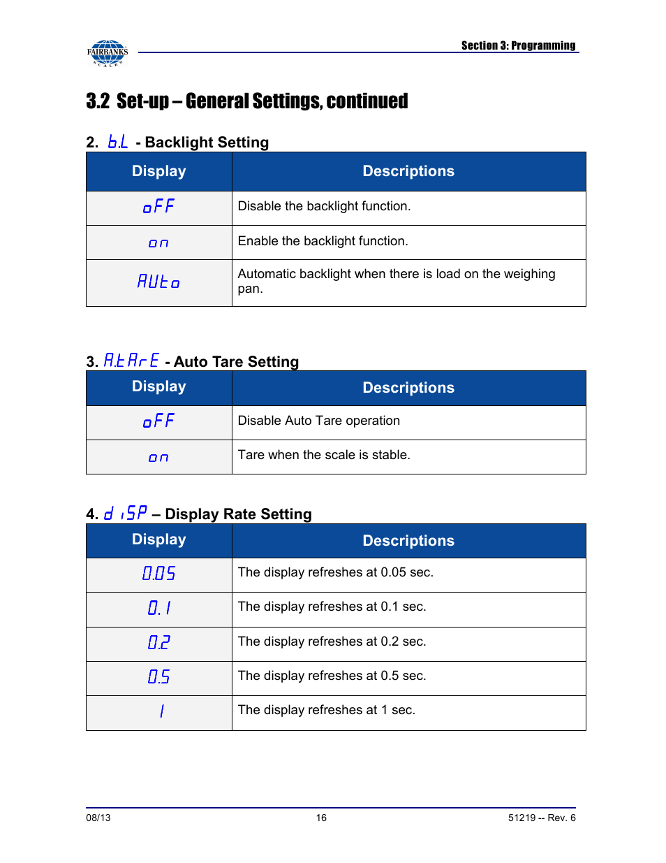 2 set-up – general settings, continued | Fairbanks FB1100 Series Yellow Jacket FS Package (30047, 30048) User Manual | Page 16 / 70