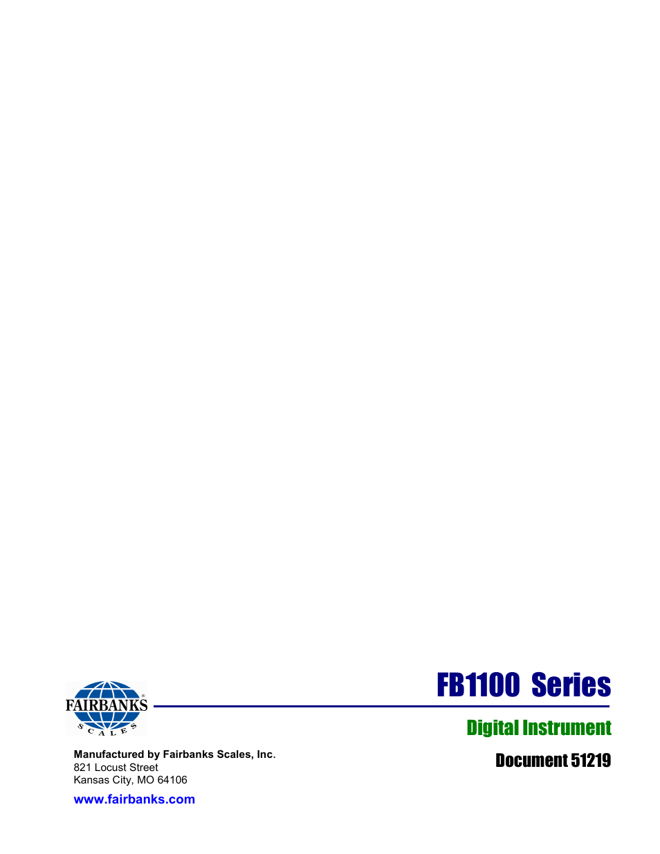 Fb1100 series, Digital instrument | Fairbanks FB1100 Series Yellow Jacket FS Package (30047, 30048) User Manual | Page 44 / 70