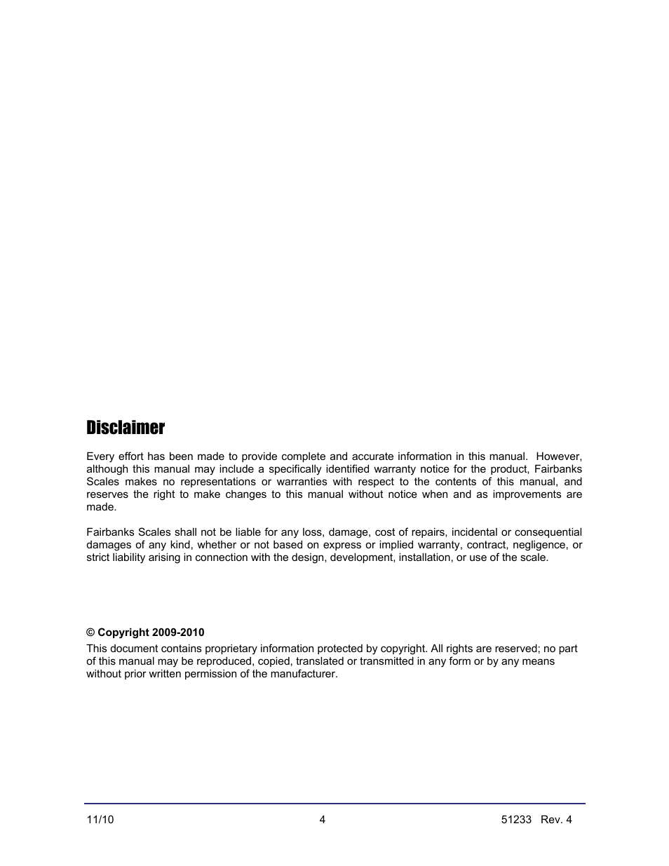 Disclaimer | Fairbanks FB1100 Series Yellow Jacket FS Package (30047, 30048) User Manual | Page 48 / 70