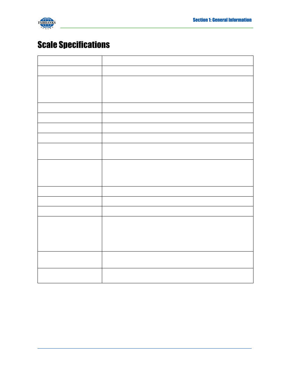 Scale specifications | Fairbanks 27135 TeleWeigh with Bluetooth User Manual | Page 7 / 18
