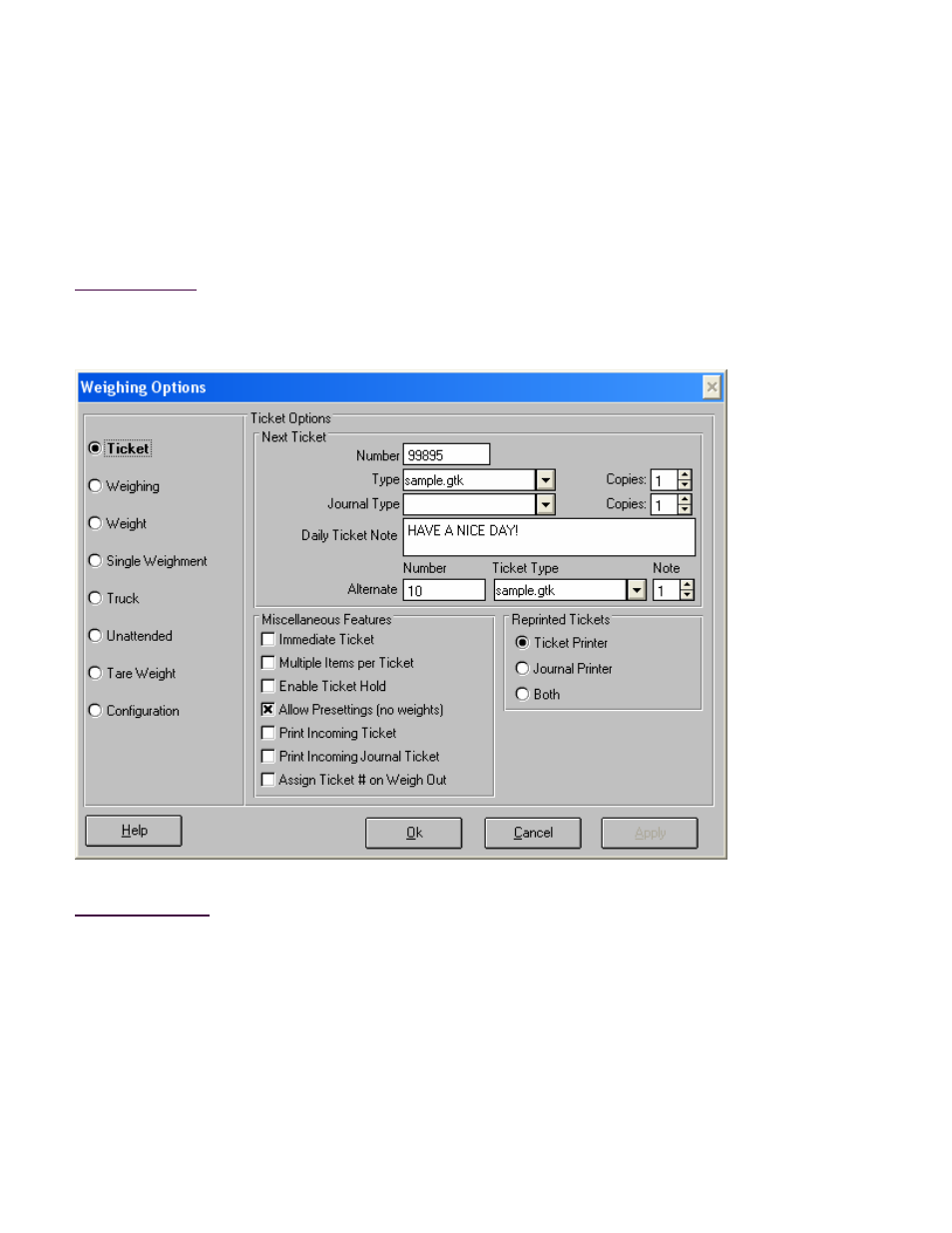 Weighing options, Ticket | Fairbanks InterAct FB3000 Series User Manual | Page 129 / 232