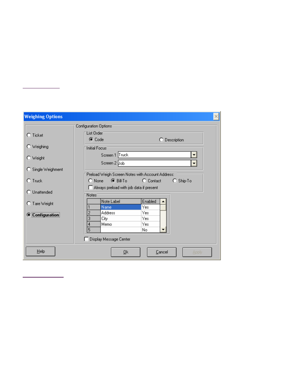 Weighing options, Configuration | Fairbanks InterAct FB3000 Series User Manual | Page 145 / 232