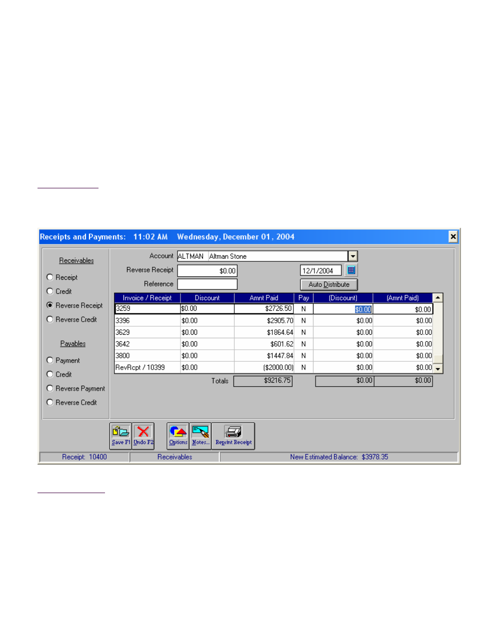 Receipts and payments, Reverse receipt (receivables) | Fairbanks InterAct FB3000 Series User Manual | Page 185 / 232