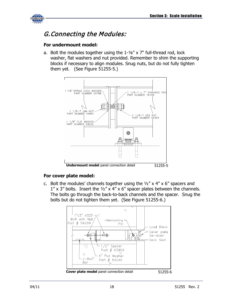 G. connecting the modules, Connecting the modules | Fairbanks Trident Precast Concrete Deck Truck Scale User Manual | Page 18 / 40