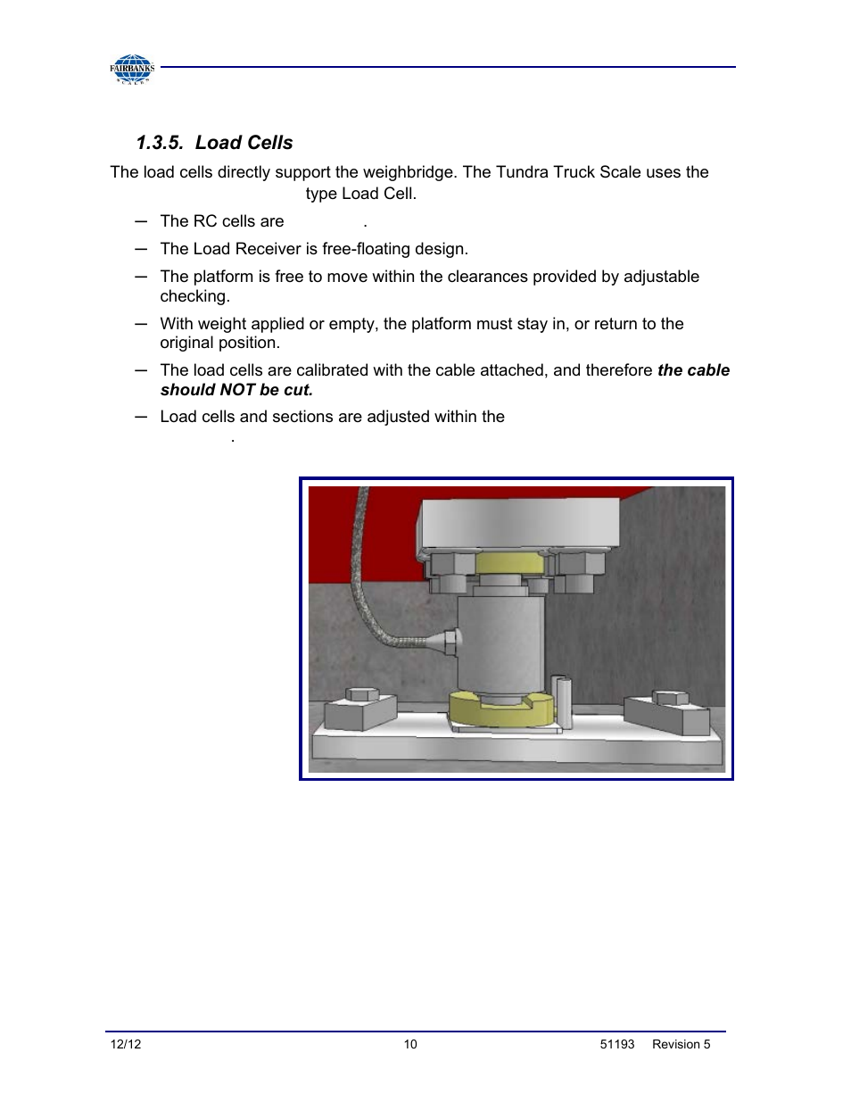 Load cells, Component descriptions, continued | Fairbanks Tundra Series Truck Scale User Manual | Page 10 / 55