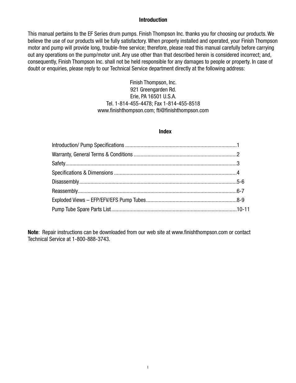 Finish Thompson EFV User Manual | Page 3 / 13