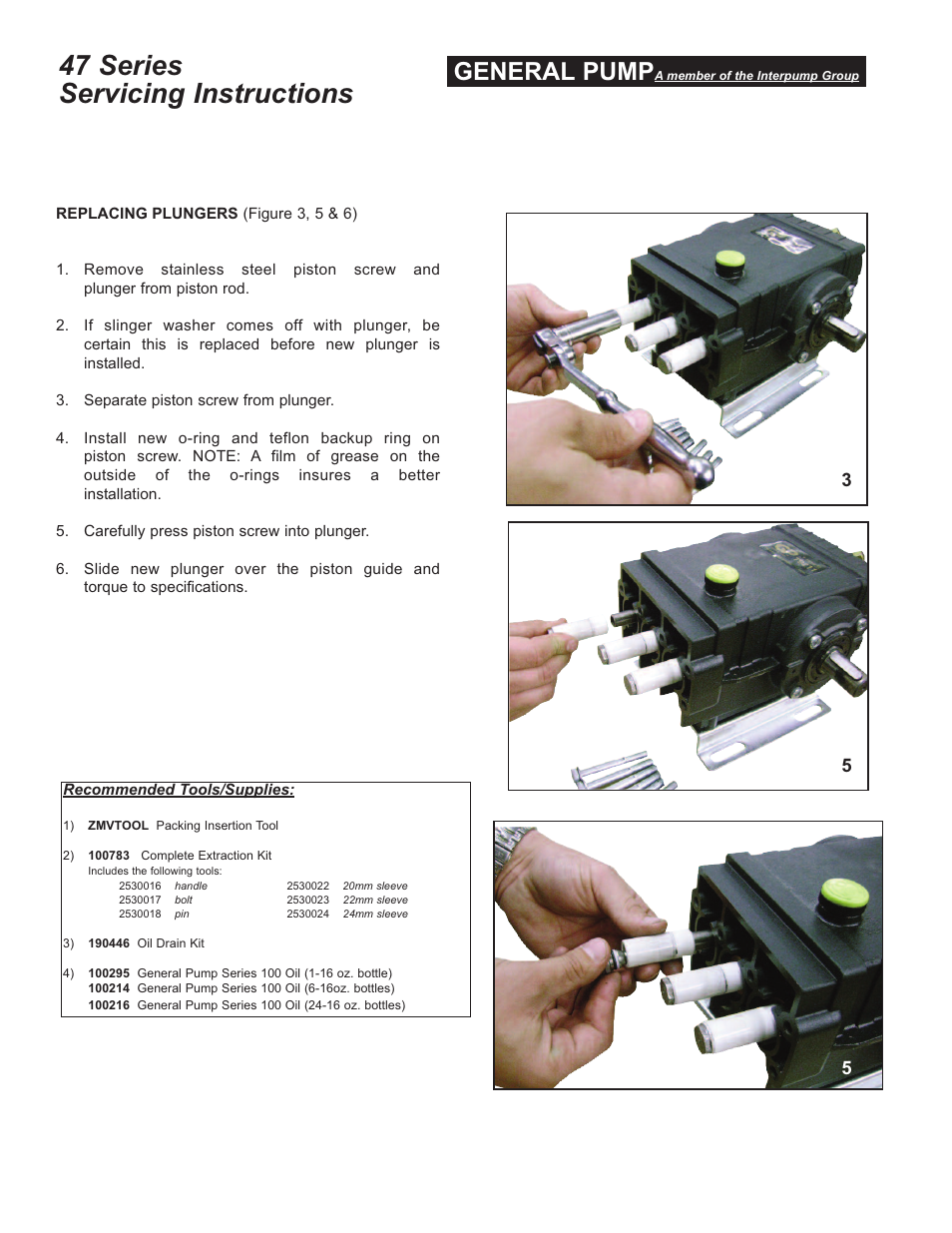 47 series servicing instructions, General pump | General Pump 47 Series User Manual | Page 2 / 4