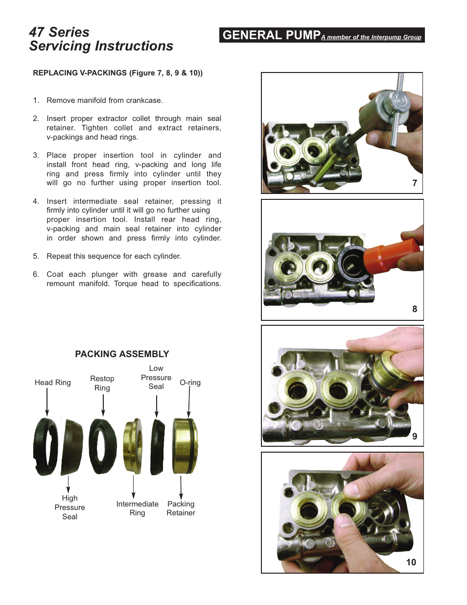 47 series servicing instructions, General pump | General Pump 47 Series User Manual | Page 3 / 4