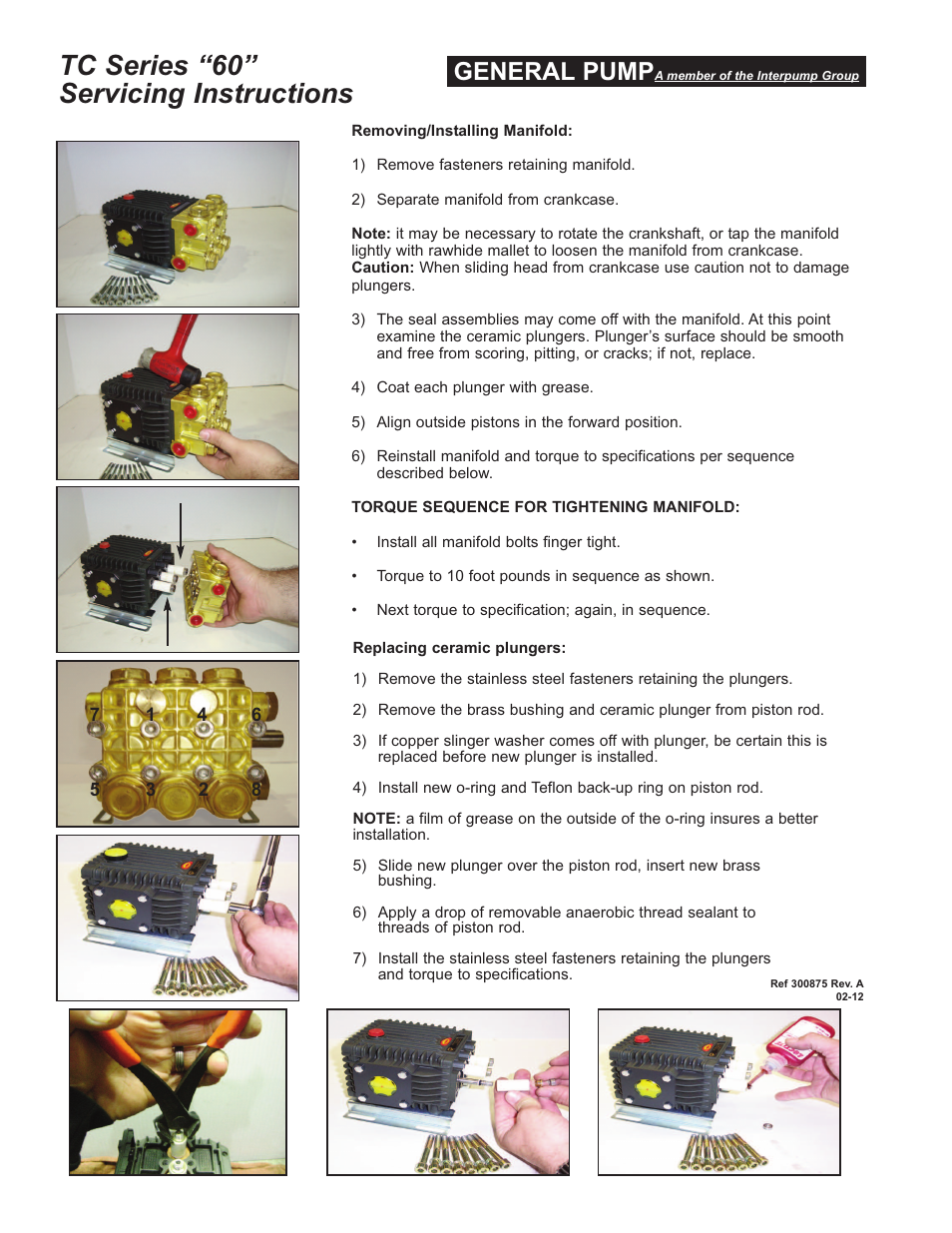 Tc series “60” servicing instructions, General pump | General Pump 60 TC Series User Manual | Page 2 / 4